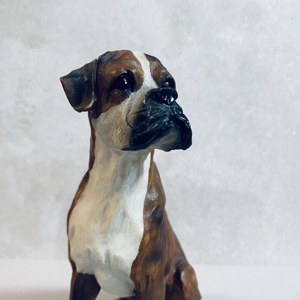 Vintage Resin Boxer Puppy Dog Figure Figurine Statue - Picture 2 of 7